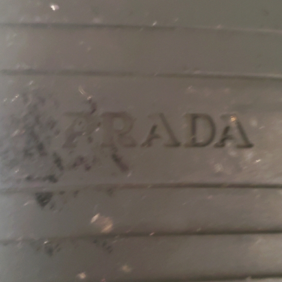 Prada Leather Canvas Nylon Black White Stripes Unisex Size 7 Size 4E - Picture 8 of 12